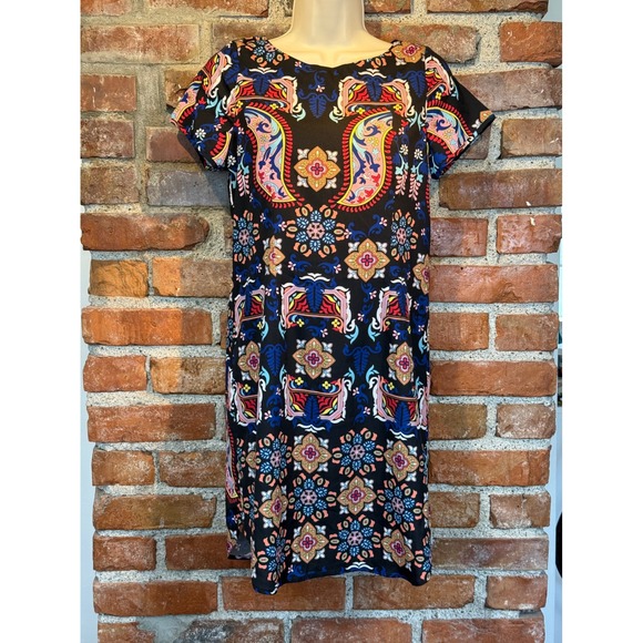 Yumi Kim Dresses & Skirts - Yumi Kim Womens XS Black Multi Color Paisley Floral Dress Back Zip Short Slv